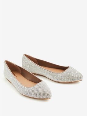 torrid Silver Crystal Pointed Ballet Flats